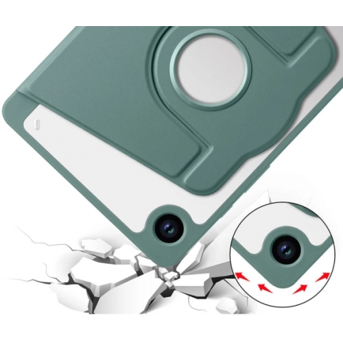 Samsung Galaxy Tab A9 Plus Tablet Kılıfı Termik Kalem Bölmeli Dönebilen Standlı Kapak - Koyu Yeşil