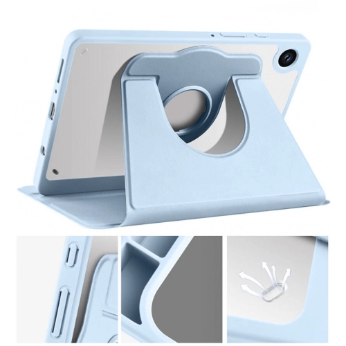 Samsung Galaxy Tab A9 Plus Tablet Kılıfı Termik Kalem Bölmeli Dönebilen Standlı Kapak - Lacivert