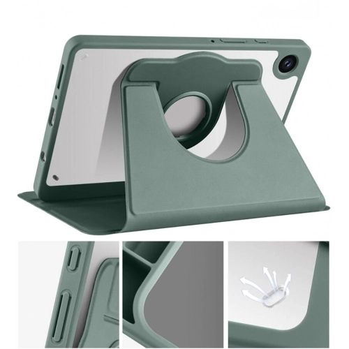 Samsung Galaxy Tab A9 Tablet Kılıfı Termik Kalem Bölmeli Dönebilen Standlı Kapak - Siyah