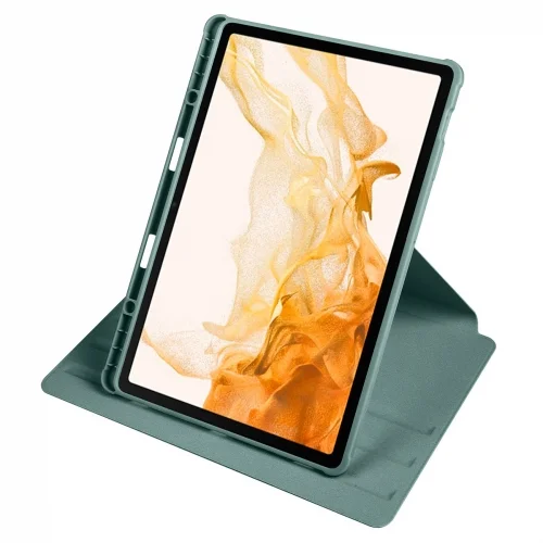 Samsung Galaxy Tab S7 FE T737 Tablet Kılıfı Termik Kalem Bölmeli Dönebilen Standlı Kapak - Gri