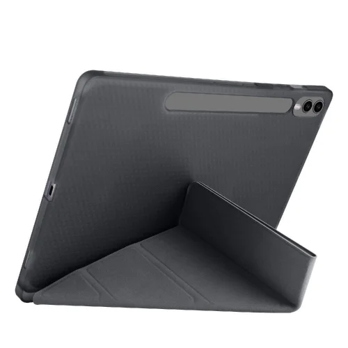 Samsung Galaxy Tab S9 FE Kılıf Standlı Tri Folding Kalemlikli Silikon Smart Cover - Mor