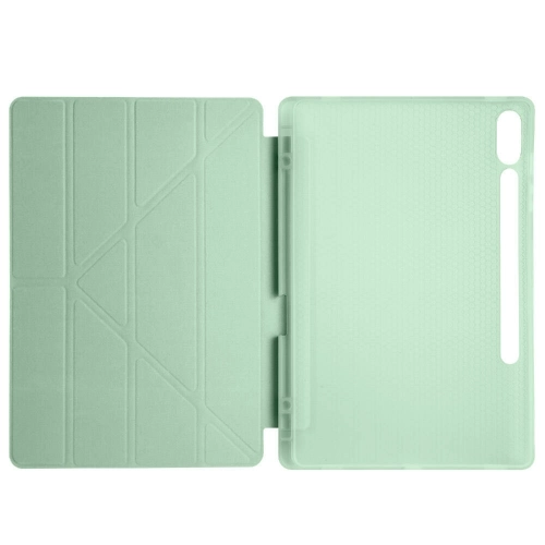 Samsung Galaxy Tab S9 Plus (+) Tablet Kılıfı Standlı Tri Folding Kalemlikli Silikon Smart Cover - Lacivert