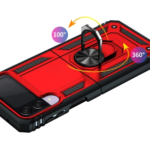 Samsung Galaxy Z Flip 3 Kılıf Zırhlı Standlı Mıknatıslı Katlanabilir Tank Kapak - Lacivert
