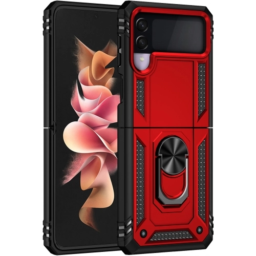 Samsung Galaxy Z Flip 3 Kılıf Zırhlı Standlı Mıknatıslı Katlanabilir Tank Kapak - Lacivert