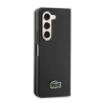 Samsung Galaxy Z Fold 5 Kılıf Lacoste Orjinal Lisanslı PU Pike Desenli Arka Yüzey İkonik Timsah Dokuma Logolu Kapak - Lacivert