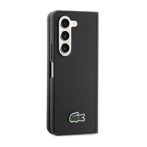 Samsung Galaxy Z Fold 5 Kılıf Lacoste Orjinal Lisanslı PU Pike Desenli Arka Yüzey İkonik Timsah Dokuma Logolu Kapak - Lacivert