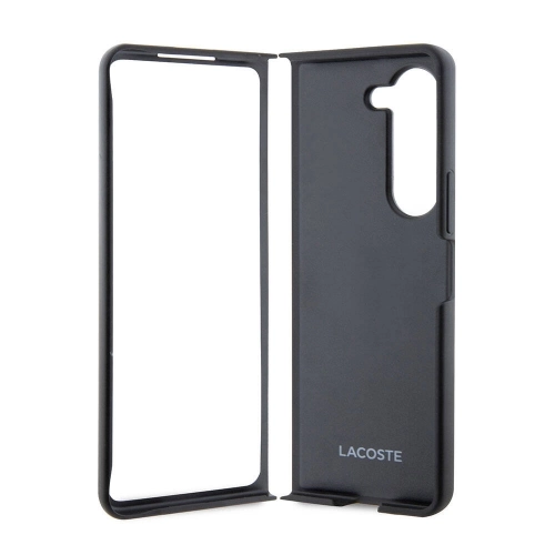 Samsung Galaxy Z Fold 5 Kılıf Lacoste Orjinal Lisanslı PU Pike Desenli Arka Yüzey İkonik Timsah Dokuma Logolu Kapak - Lacivert