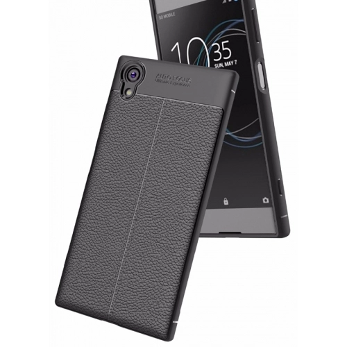 Sony Xperia XA1 Plus Kılıf Deri Görünümlü Lüks Parmak İzi Bırakmaz Niss Silikon Kapak - Gri