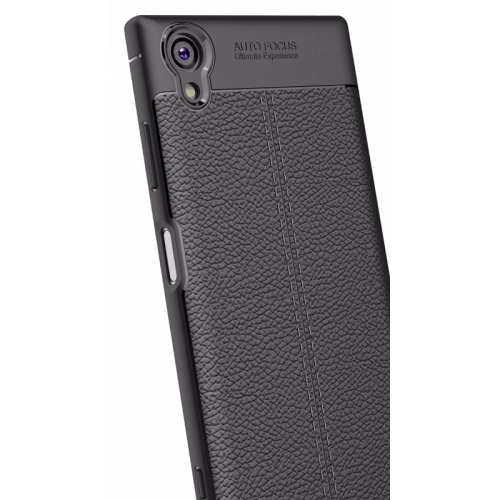 Sony Xperia XA1 Plus Kılıf Deri Görünümlü Lüks Parmak İzi Bırakmaz Niss Silikon Kapak - Gri