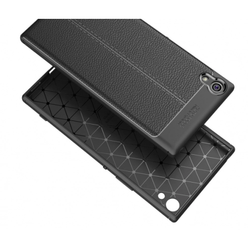 Sony Xperia XA1 Ultra Kılıf Deri Görünümlü Lüks Parmak İzi Bırakmaz Niss Silikon Kapak - Lacivert