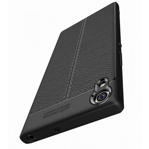 Sony Xperia XA1 Ultra Kılıf Deri Görünümlü Lüks Parmak İzi Bırakmaz Niss Silikon Kapak - Lacivert