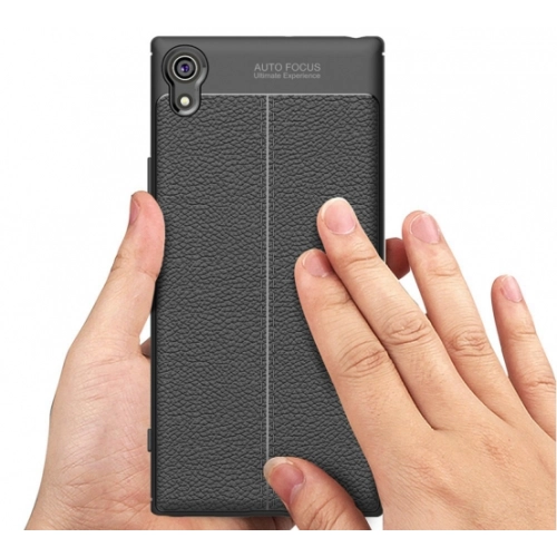 Sony Xperia XA1 Ultra Kılıf Deri Görünümlü Lüks Parmak İzi Bırakmaz Niss Silikon Kapak - Lacivert