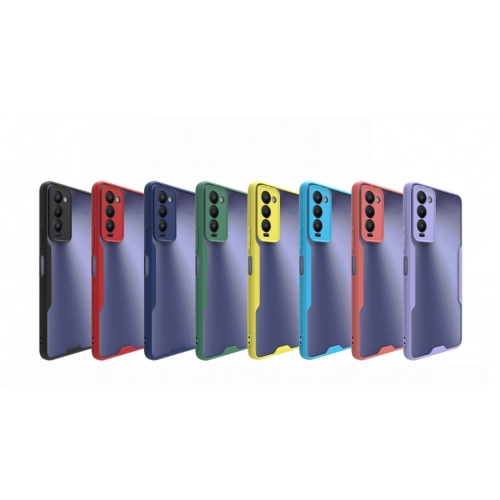 Tecno Camon 18 Kılıf Renkli Silikon Kamera Lens Korumalı Şeffaf Parfe Kapak - Pembe