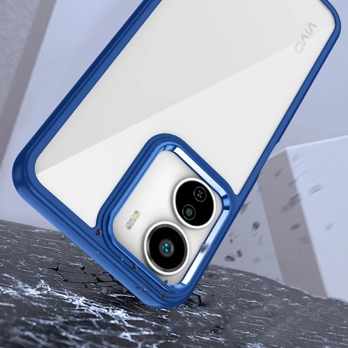 Vivo Y16 Kılıf Electro Silikon Renkli Flora Kapak - Lacivert