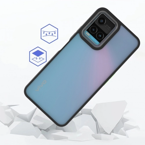 Vivo Y33s Kılıf Electro Silikon Renkli Flora Kapak - Mavi