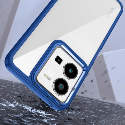 Vivo Y35 Kılıf Electro Silikon Renkli Flora Kapak - Mavi