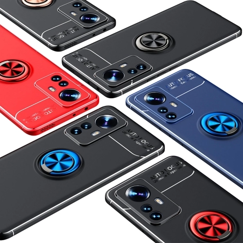 Xiaomi Mi 12 Pro Kılıf Renkli Silikon Yüzüklü Standlı Auto Focus Ravel Kapak - Siyah