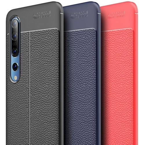 Xiaomi Mi 10 Kılıf Deri Görünümlü Lüks Parmak İzi Bırakmaz Niss Silikon Kapak - Lacivert