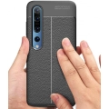 Xiaomi Mi 10 Kılıf Deri Görünümlü Lüks Parmak İzi Bırakmaz Niss Silikon Kapak - Siyah