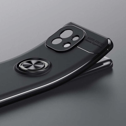 Xiaomi Mi 11 Kılıf Renkli Silikon Yüzüklü Standlı Auto Focus Ravel Kapak - Siyah