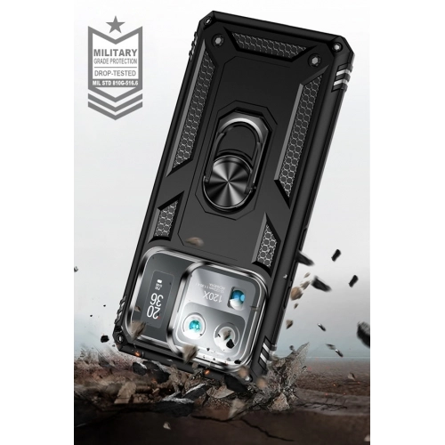 Xiaomi Mi 11 Ultra Kılıf Silikon Zırhlı Standlı Yüzüklü Mıknatıslı Tank Kapak - Siyah