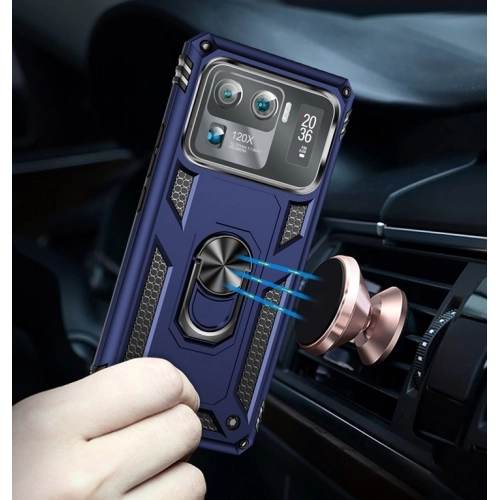 Xiaomi Mi 11 Ultra Kılıf Silikon Zırhlı Standlı Yüzüklü Mıknatıslı Tank Kapak - Siyah