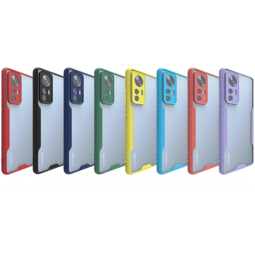 Xiaomi Mi 12 Kılıf Renkli Silikon Kamera Lens Korumalı Şeffaf Parfe Kapak - Siyah