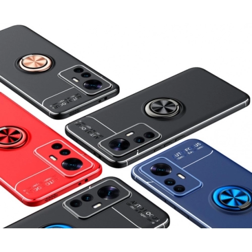 Xiaomi Mi 12 Lite Kılıf Renkli Silikon Yüzüklü Standlı Auto Focus Ravel Kapak - Mavi