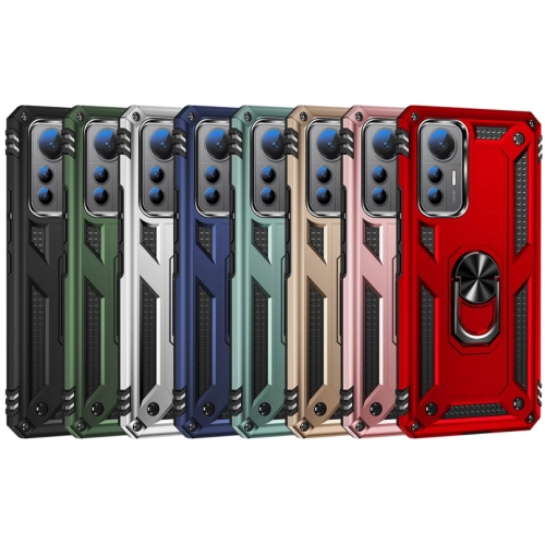 Xiaomi Mi 12 Lite Kılıf Silikon Zırhlı Standlı Yüzüklü Mıknatıslı Tank Kapak - Lacivert