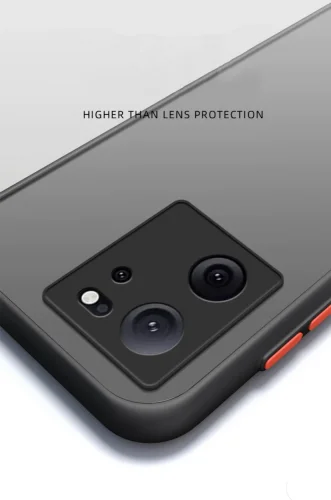 Xiaomi Mi 13T Kılıf Kamera Korumalı Arkası Şeffaf Mat Silikon Kapak - Siyah