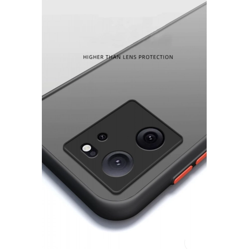 Xiaomi Mi 13T Pro Kılıf Kamera Korumalı Arkası Şeffaf Mat Silikon Kapak - Siyah