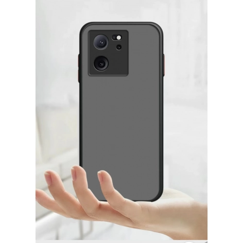 Xiaomi Mi 13T Pro Kılıf Kamera Korumalı Arkası Şeffaf Mat Silikon Kapak - Siyah