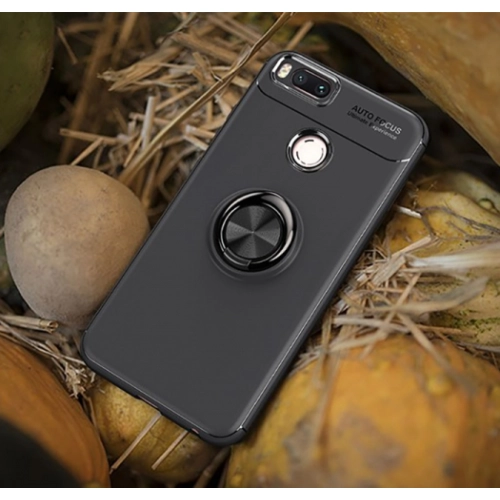 Xiaomi Mi 5X Kılıf Renkli Silikon Yüzüklü Standlı Auto Focus Ravel Kapak - Siyah