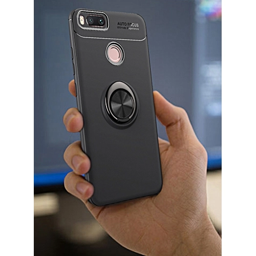 Xiaomi Mi 5X Kılıf Renkli Silikon Yüzüklü Standlı Auto Focus Ravel Kapak - Kırmızı - Siyah