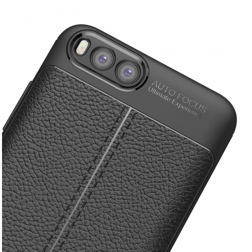 Xiaomi Mi 6 Kılıf Deri Görünümlü Lüks Parmak İzi Bırakmaz Niss Silikon Kapak - Siyah