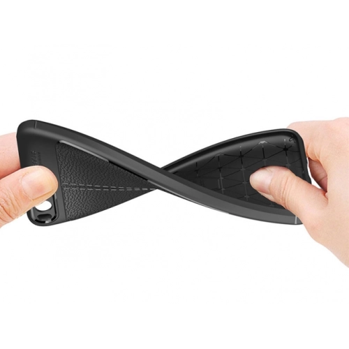 Xiaomi Mi 6 Kılıf Deri Görünümlü Lüks Parmak İzi Bırakmaz Niss Silikon Kapak - Siyah