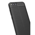 Xiaomi Mi 6 Kılıf Deri Görünümlü Lüks Parmak İzi Bırakmaz Niss Silikon Kapak - Siyah