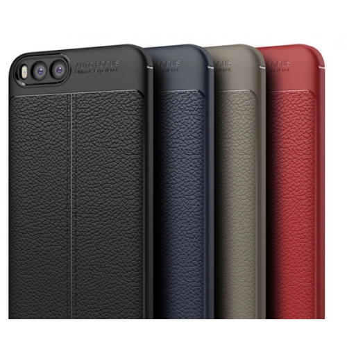 Xiaomi Mi 6 Kılıf Deri Görünümlü Lüks Parmak İzi Bırakmaz Niss Silikon Kapak - Siyah