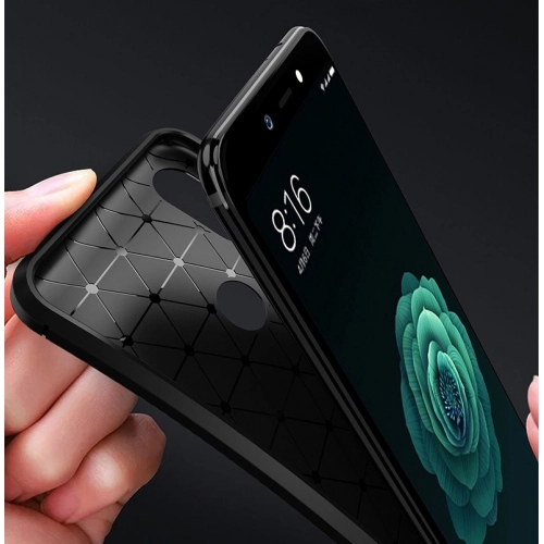 Xiaomi Mi 6X Kılıf Silikon Parmak İzi Bırakmayan Karbon Soft Negro Kapak - Siyah