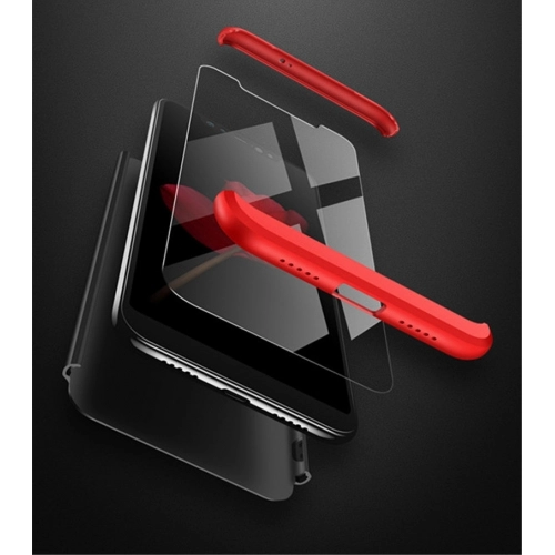 Xiaomi Mi 8 Kılıf 3 Parçalı 360 Tam Korumalı Rubber AYS Kapak - Kırmızı - Siyah