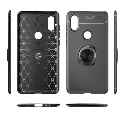 Xiaomi Mi 8 Kılıf Renkli Silikon Yüzüklü Standlı Auto Focus Ravel Kapak - Mavi