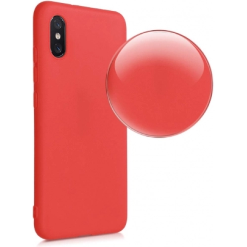 Xiaomi Mi 8 Kılıf İnce Soft Mat Renkli Esnek Silikon Kapak - Kırmızı