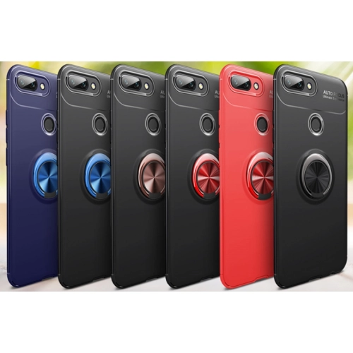 Xiaomi Mi 8 Lite Kılıf Renkli Silikon Yüzüklü Standlı Auto Focus Ravel Kapak - Siyah