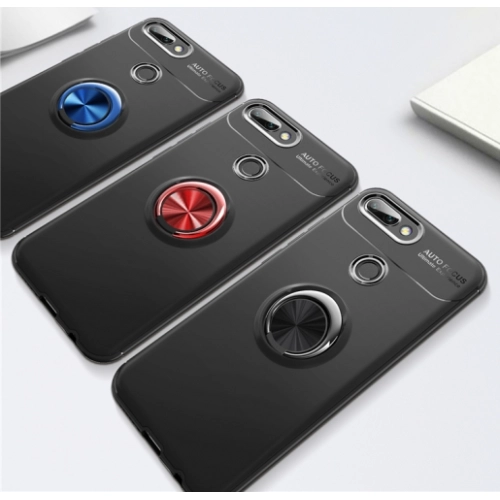 Xiaomi Mi 8 Lite Kılıf Renkli Silikon Yüzüklü Standlı Auto Focus Ravel Kapak - Mavi