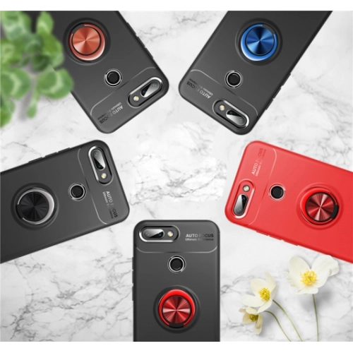 Xiaomi Mi 8 Lite Kılıf Renkli Silikon Yüzüklü Standlı Auto Focus Ravel Kapak - Siyah