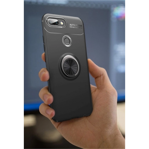 Xiaomi Mi 8 Lite Kılıf Renkli Silikon Yüzüklü Standlı Auto Focus Ravel Kapak - Rose Gold