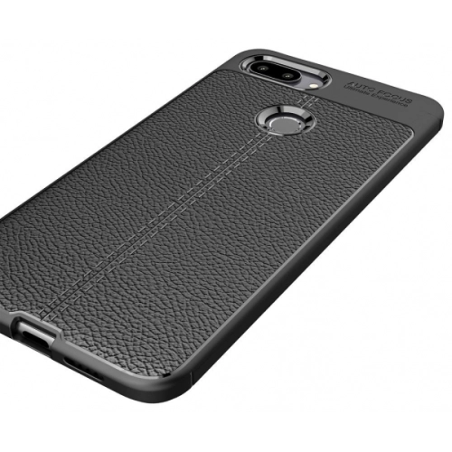 Xiaomi Mi 8 Lite Kılıf Deri Görünümlü Lüks Parmak İzi Bırakmaz Niss Silikon Kapak - Lacivert