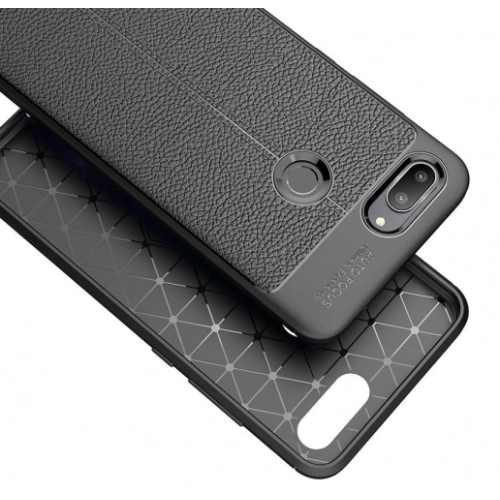 Xiaomi Mi 8 Lite Kılıf Deri Görünümlü Lüks Parmak İzi Bırakmaz Niss Silikon Kapak - Lacivert