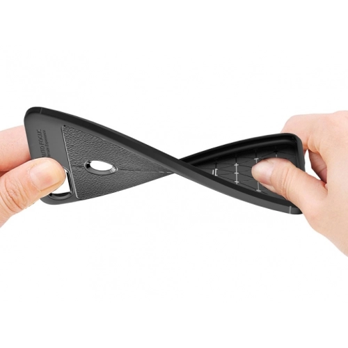 Xiaomi Mi 8 Lite Kılıf Deri Görünümlü Lüks Parmak İzi Bırakmaz Niss Silikon Kapak - Lacivert