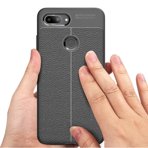 Xiaomi Mi 8 Lite Kılıf Deri Görünümlü Lüks Parmak İzi Bırakmaz Niss Silikon Kapak - Lacivert